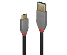 USB Kabelis - LINDY Anthra Line USB 3.2 Type A į C Laidas M/M, 10Gbps, 1.5 m, Juodas