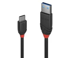 USB Kabelis - LINDY Juodas Line USB 3.2 Type A į C Laidas M/M, 10Gbps, 1.5 m, Juodas