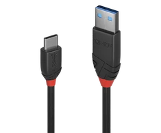 USB Kabelis - LINDY Juodas Line USB 3.2 Type A į C Laidas M/M, 10Gbps, 1.5 m, Juodas