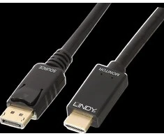 DisplayPort Kabelis - LINDY DisplayPort į HDMI Kabelis, 3840x2160@30Hz, 3 m, Juodas