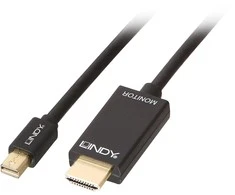 Lindy Mini DisplayPort – HDMI 10.2G 2m juoda 4K UHD 30Hz
