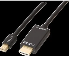 Lindy Mini DisplayPort – HDMI 10.2G 2m juoda 4K UHD 30Hz