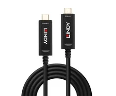USB Kabelis - LINDY Šviesolaidinis Hibridinis USB Type C Laidas, Garso / Vaizdo, 3840x2160, 60Hz, 15 m, Juodas