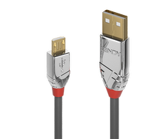 USB Kabelis - LINDY Cromo Line USB 2.0 Tipo A į Micro-B Laidas, M/M, 480Mbps, 3 m, Pilkas