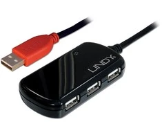 USB Hub - LINDY USB 2.0 Aktyvus Prailginimo Pro Hub Laidas, 12 m, Juodas