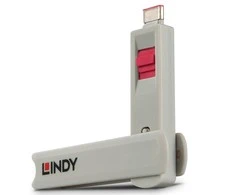 USB Priedas - LINDY USB C Prievado Blokatorių Rinkinys, 4 vnt. + raktas, ABS, Rožinė