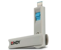 USB Priedas - LINDY USB C Prievado Blokatorių Rinkinys, 4 vnt. + raktas, ABS, Mėlynas