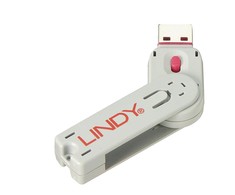USB Prievado Blokatorius - LINDY USB A Prievado Blokatoriaus Raktas, Nr. 40450 ir 40460, 18x75.16x12mm, Rožinis
