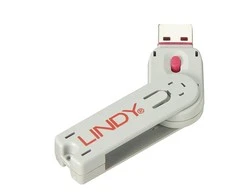 USB Prievado Blokatorius - LINDY USB A Prievado Blokatoriaus Raktas, Nr. 40450 ir 40460, 18x75.16x12mm, Rožinis