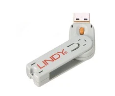 Lindy USB Priedas - Portų Blokatorius Raktas Nr. 40453/40463 ABS 18x75.16x12mm Oranžinis