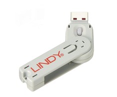 USB Aksesuaras - LINDY USB A Prievado Blokavimo Raktas Nr. 40454 40464 ABS Baltas