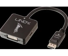 Adapteris - LINDY DisplayPort 1.2 į HDMI, DVI ir VGA Aktyvus Konverteris, 3840x2160 30Hz, Baltas