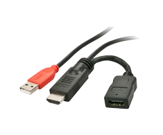 Lindy Adapteris - HDMI 1.4 M/F Maitinimo Adapteris su USB A Kištuku 15cm HDMI 50cm USB