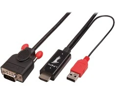 Adapterio Kabelis - LINDY HDMI į VGA Adapterio Kabelis, 1920x1200, 2 m, Juodas