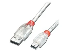 USB Laidas - LINDY USB 2.0 Type A į Mini-B Laidas M/M, 0.2 m, Skaidrus