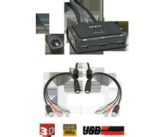 KVM Switch - LINDY 2 Prievadų HDMI 4K30, USB 2.0 Garso KVM Switch, Juodas