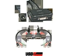 Lindy KVM Jungiklis - 2 Port DVI-D USB 2.0 Garso KVM 1920x1200@60Hz