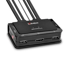 KVM Switch - LINDY 2 Prievadų HDMI 4K60, USB 2.0 garso KVM Switch, Juodas