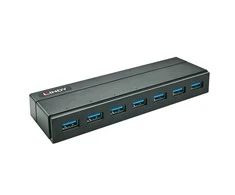 USB Hub - LINDY 7 Jungčių USB 3.0 Hub, BC 1.2 Krovimas, Juodas