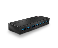 USB Hub - LINDY 7 Jungčių USB 3.0 Hub, BC 1.2 Krovimas, Juodas