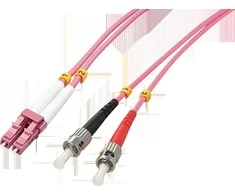 Pluoštinis Optinis Kabelis - LINDY Šviesolaidinis Kabelis LC/ST OM4, 50/125µm, 2 m, Rožinis