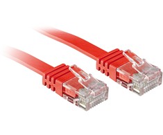 Tinklo Kabelis - LINDY Cat.6 U/UTP Plokščias Tinklo Kabelis, RJ45, M/M, 250MHz, 32AWG, 1 m, Raudonas