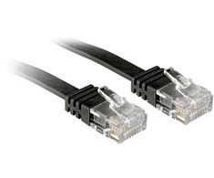 Tinklo Kabelis - LINDY Cat.6 U/UTP Plokščias Tinklo Kabelis, RJ45, M/M, 250MHz, 32AWG, 1 m, Juodas