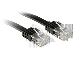 Tinklo Kabelis - LINDY Cat.6 U/UTP Plokščias Tinklo Kabelis, RJ45, M/M, 250MHz, 32AWG, 1 m, Juodas
