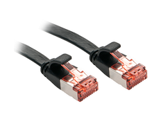 Cat.6 Tinklo Kabelis - Lindy 3m U/FTP Plokščias, 250MHz, Varis, RJ45, Juodas