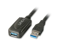 USB Prailginimo Laidas - LINDY USB 3.0 Aktyvus Prailginimo Laidas Type M/F, 5 m, Juodas