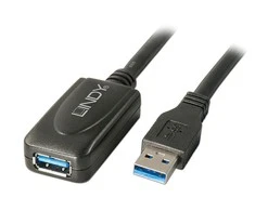 USB Prailginimo Laidas - LINDY USB 3.0 Aktyvus Prailginimo Laidas Type M/F, 5 m, Juodas
