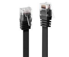 Tinklo Kabelis - LINDY Cat.6 U/UTP Plokščias Tinklo Kabelis, RJ45, M/M, 250MHz, 10 m, Juodas