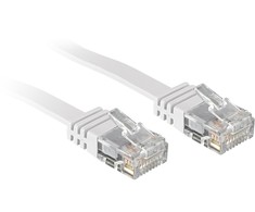 Tinklo Kabelis - LINDY Cat.6 U/UTP Plokščias Tinklo Kabelis, RJ45, M/M, 250MHz, 32AWG, 5 m, Baltas