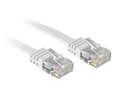 Tinklo Kabelis - LINDY Cat.6 U/UTP Plokščias Tinklo Kabelis, RJ45, M/M, 250MHz, 32AWG, 5 m, Baltas