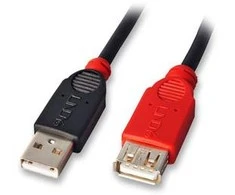 USB Prailginimo Laidas - LINDY Aktyvus Plonas USB 2.0 Prailginimo Laidas, M/F, 480 Mbps, 5 m, Juodas