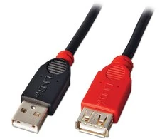 USB Prailginimo Laidas - LINDY Aktyvus Plonas USB 2.0 Prailginimo Laidas, M/F, 480 Mbps, 5 m, Juodas