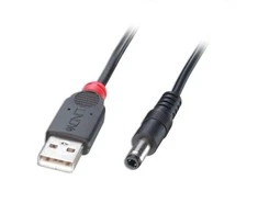 USB Kabelis - LINDY USB 2.0 Type A į 5.5mm DC Laidas, 1.5 m, Juodas