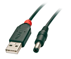 USB Kabelis - LINDY USB 2.0 Type A į 5.5mm DC Laidas, 1.5 m, Juodas