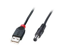 USB Kabelis - LINDY USB 2.0 Type A į 5.5mm DC Laidas, 1.5 m, Juodas