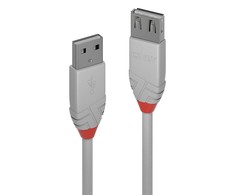 Lindy USB Prailginimo Laidas - Anthra Line 0.5m USB 2.0 Tipo A M/F Pilkas