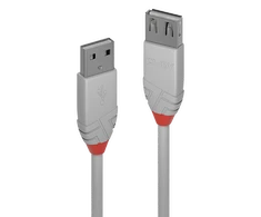 USB Prailginimo Laidas - LINDY Anthra Line USB 2.0 Type M/F Laidas, 3 m, Pilkas