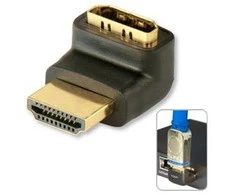 Adapteris - LINDY HDMI F/M Adapteris, 90° Dešinysis Kampas, 4K, 60Hz, 18Gb/s, Juodas
