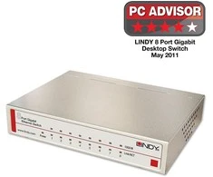 Šakotuvas Komutatorius - LINDY 8 prievadų Gigabit Ethernet darbalaukio jungiklis nevaldomas, 10/100/1000Mbps prievadai