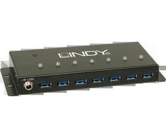 USB Hub - LINDY 7 Prievadų USB 3.0 Metalinis Hub, 5 Gbps, Juodas