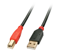 USB Kabelis - LINDY USB 2.0 A/B Aktyvus Laidas, Pratęsimas Tiesioginiam Prietaiso Prijungimui, 15 m, Juodas