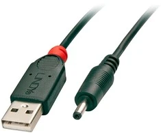 USB Kabelis - LINDY USB 2.0 Type A į 2.5 mm DC Laidas, 1.5 m, Juodas