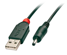 USB Kabelis - LINDY USB 2.0 Type A į 3.5mm DC Laidas, 1.5 m, Juodas
