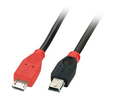 USB Kabelis - LINDY 0.5m Micro-B į Mini-B OTG kabelis USB 2.0 480Mbps
