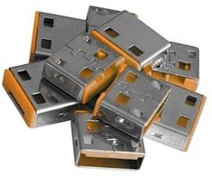 Lindy USB Priedas - 10vnt USB A Prievado Blokatorių, Apsaugantys Type C Prievadus, Oranžinė