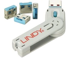 USB Prievado Blokatorius - LINDY USB Type A Prievado Blokatorius, 4 vnt. Mėlynas, su Raktu